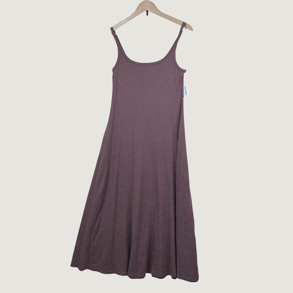 Old Navy Womens Rib-Knit Cami Maxi Dress Sleeveless Brown Large NWT Minimalist